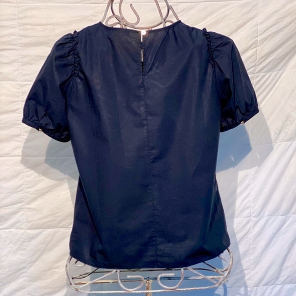 J.Crew navy top with ruffle trim - Picture 5 of 9